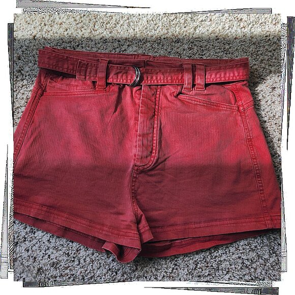 Berry Color High Waisted Belted Shorts (4) by Free People - Picture 3 of 5